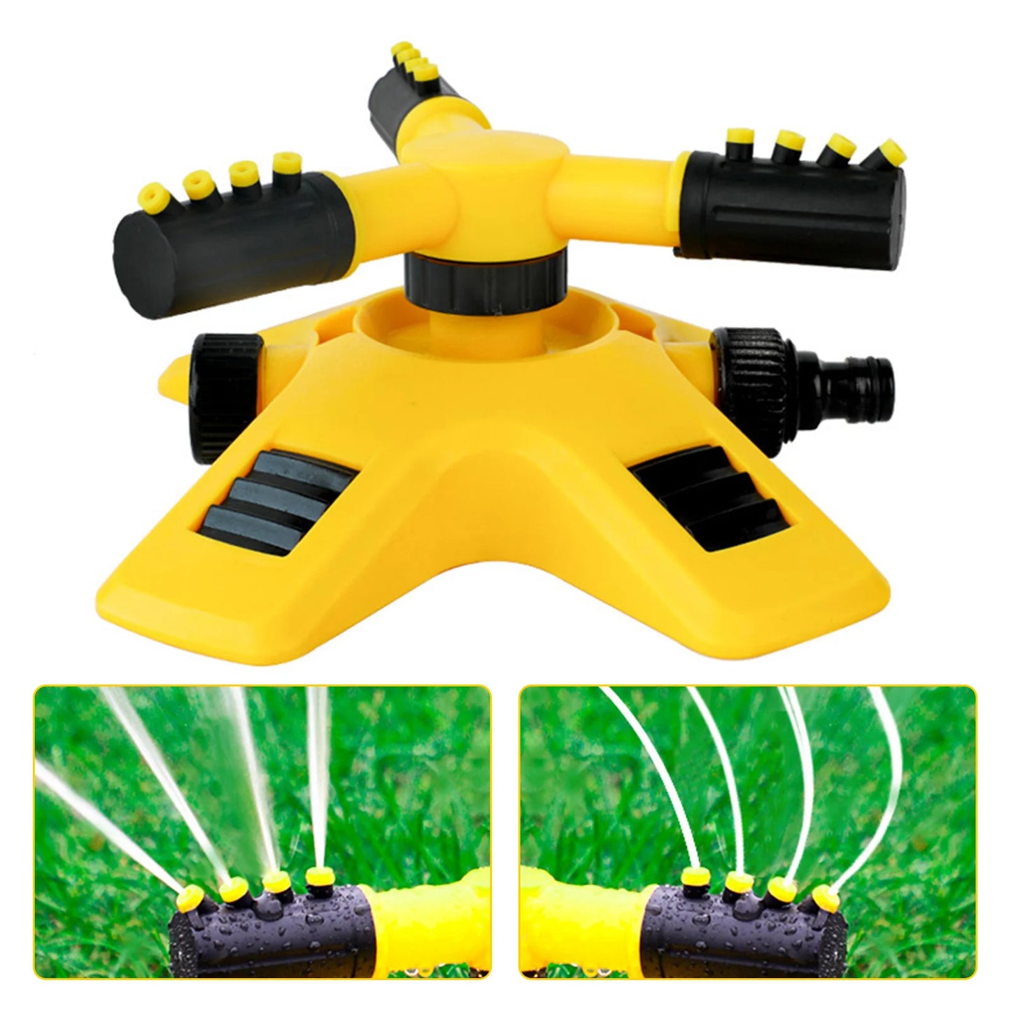 Garden Lawn Sprinkler 360 Degree Automatic Rotating Sprinkler Nozzle Nursery Irrigation Rotating Trigeminal Sprinkler Tandem