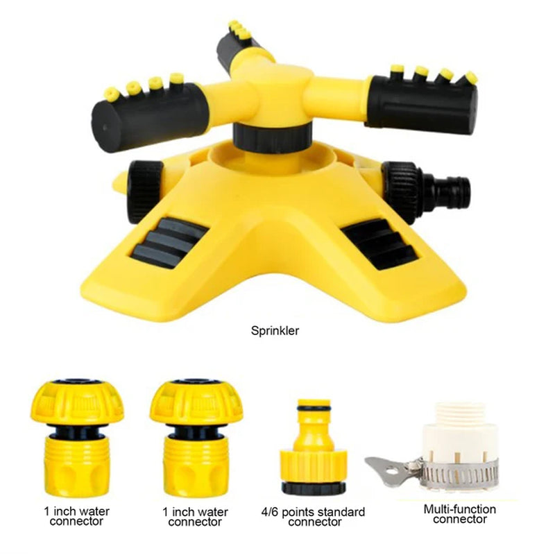 Garden Lawn Sprinkler 360 Degree Automatic Rotating Sprinkler Nozzle Nursery Irrigation Rotating Trigeminal Sprinkler Tandem