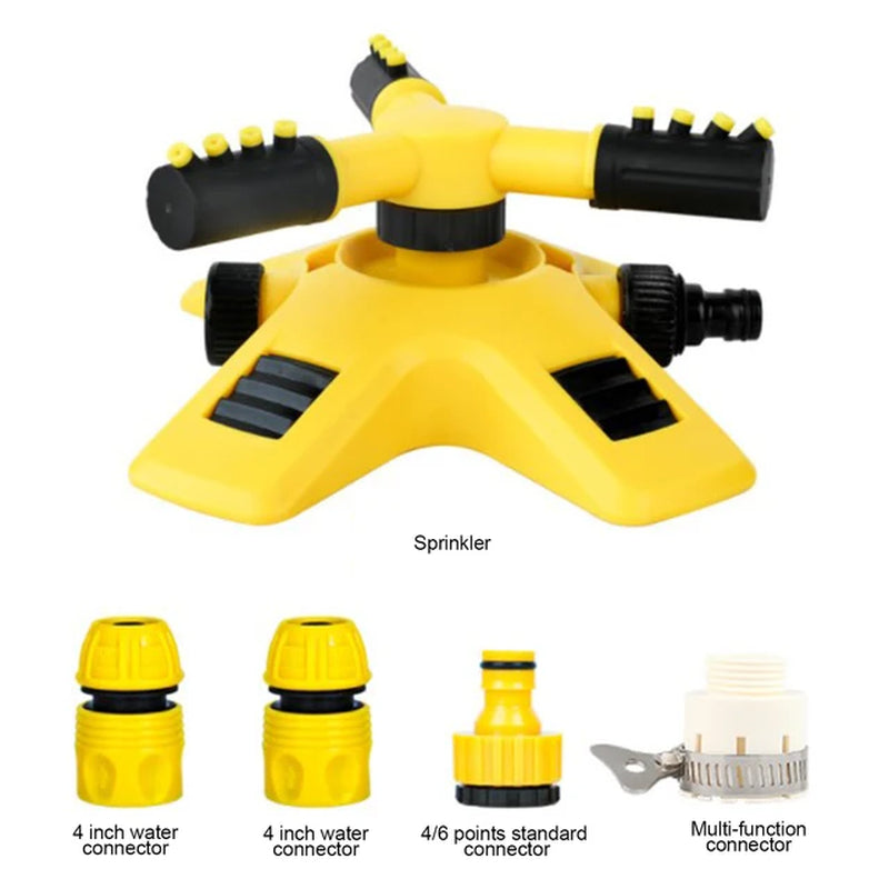 Garden Lawn Sprinkler 360 Degree Automatic Rotating Sprinkler Nozzle Nursery Irrigation Rotating Trigeminal Sprinkler Tandem
