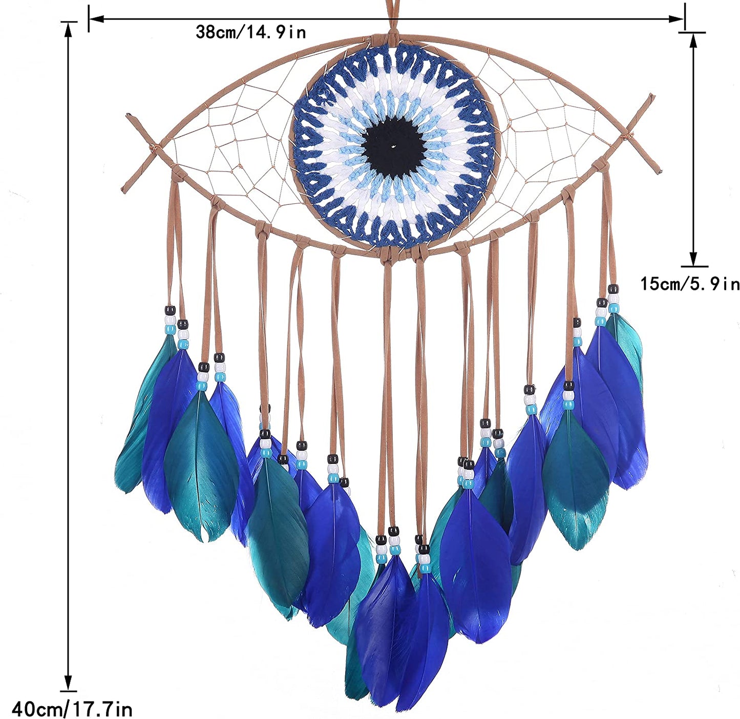 Dream Catchers - Evil Eye Dream Catcher for Wall Decor, Handmade Blue Dreamcatcher for Wall Art Apartment, Good Luck Charm for Home Offices Living Spaces (Blue)