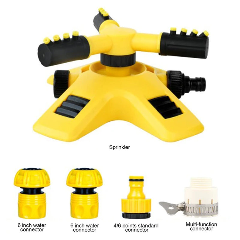 Garden Lawn Sprinkler 360 Degree Automatic Rotating Sprinkler Nozzle Nursery Irrigation Rotating Trigeminal Sprinkler Tandem