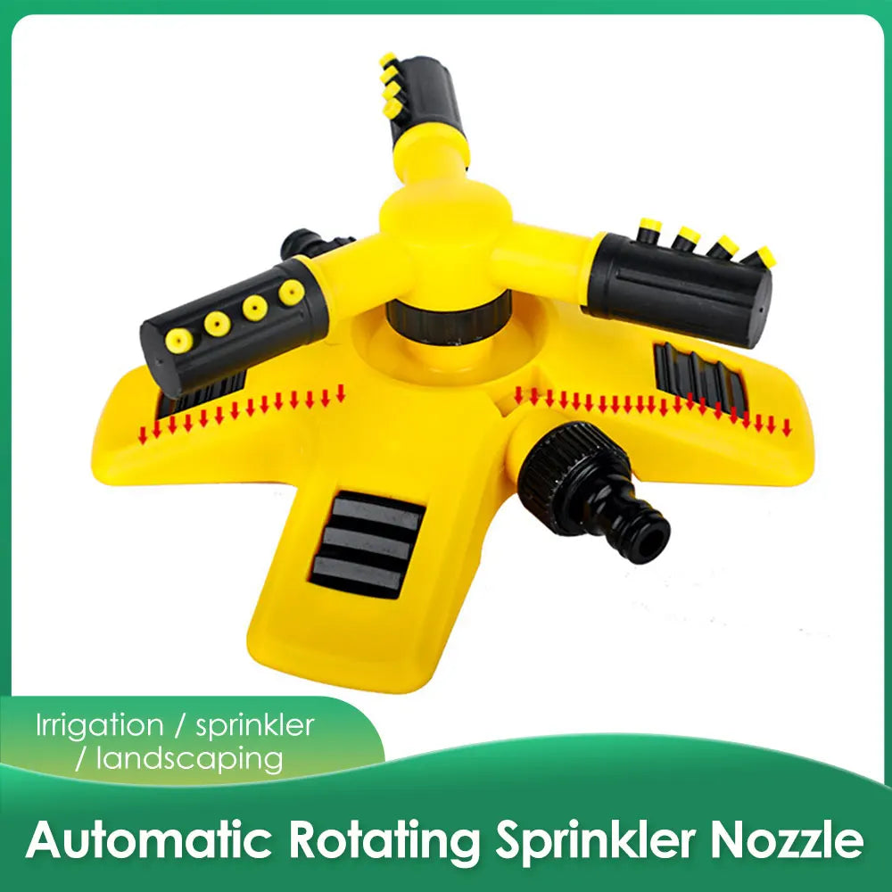 Garden Lawn Sprinkler 360 Degree Automatic Rotating Sprinkler Nozzle Nursery Irrigation Rotating Trigeminal Sprinkler Tandem