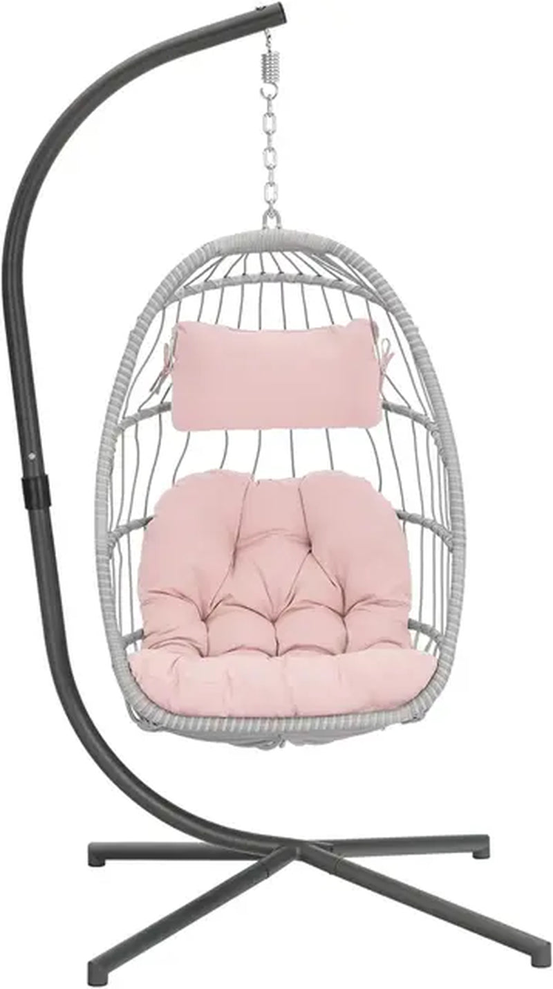 Egg Swing Chair with Stand, Rattan Wicker Hanging Egg Chair for Indoor Outdoor Bedroom Patio Hanging Basket Chair Hammock