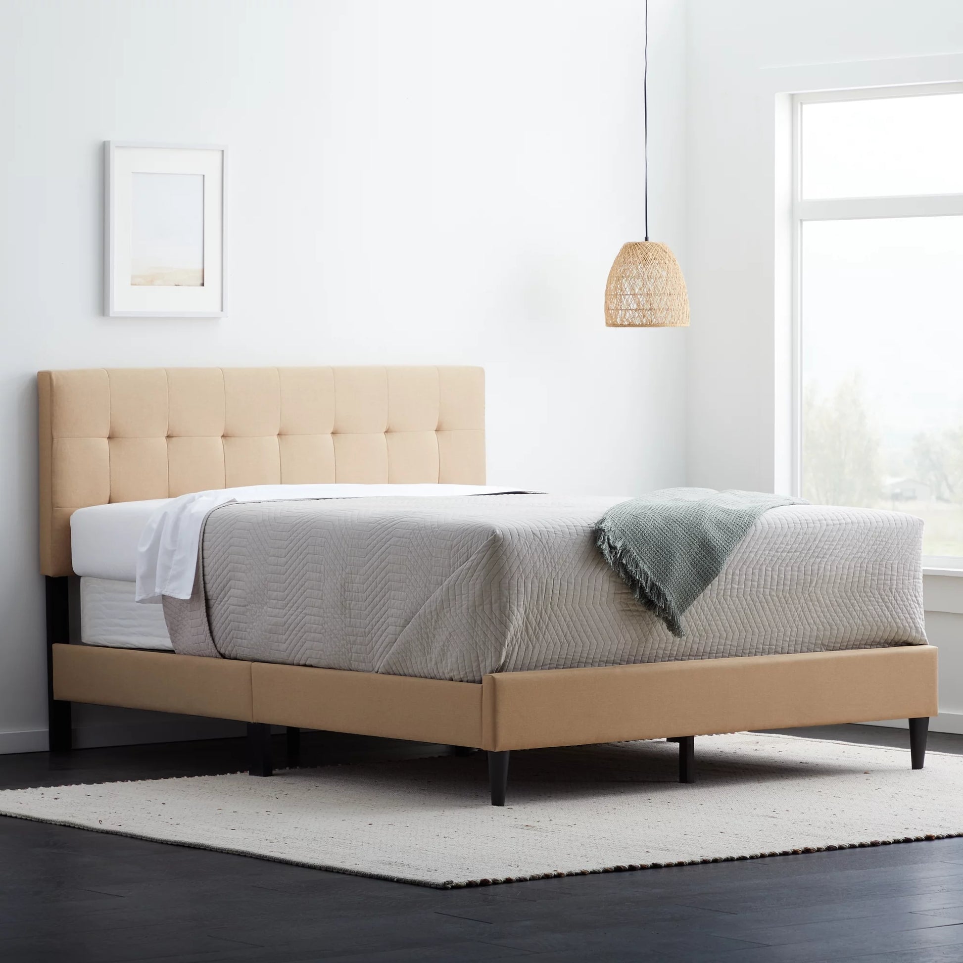 Gresham Tufted Upholstered Bed, Queen, Gray (Box Spring Required)