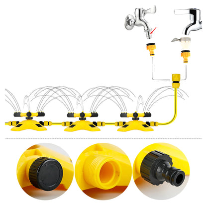 Garden Lawn Sprinkler 360 Degree Automatic Rotating Sprinkler Nozzle Nursery Irrigation Rotating Trigeminal Sprinkler Tandem