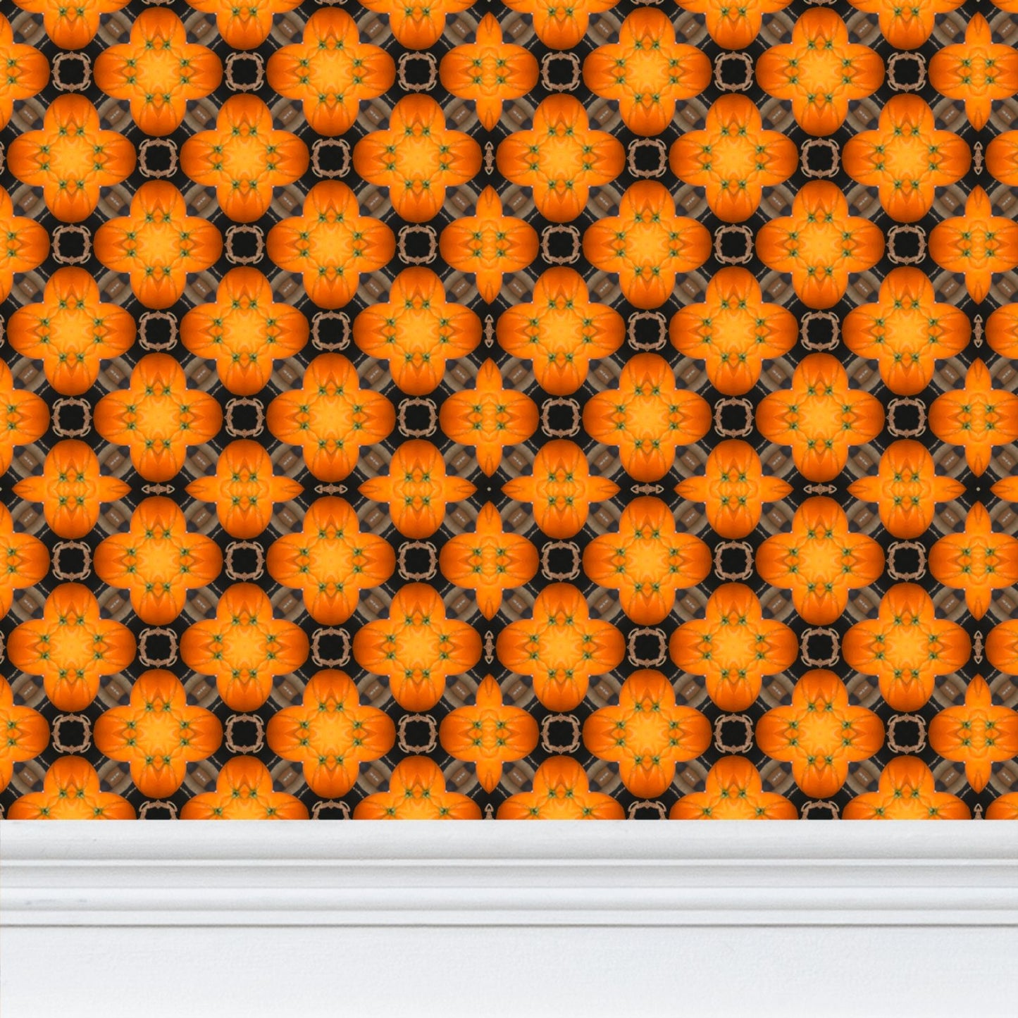 Orange print Wall paper