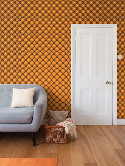 Orange print Wall paper