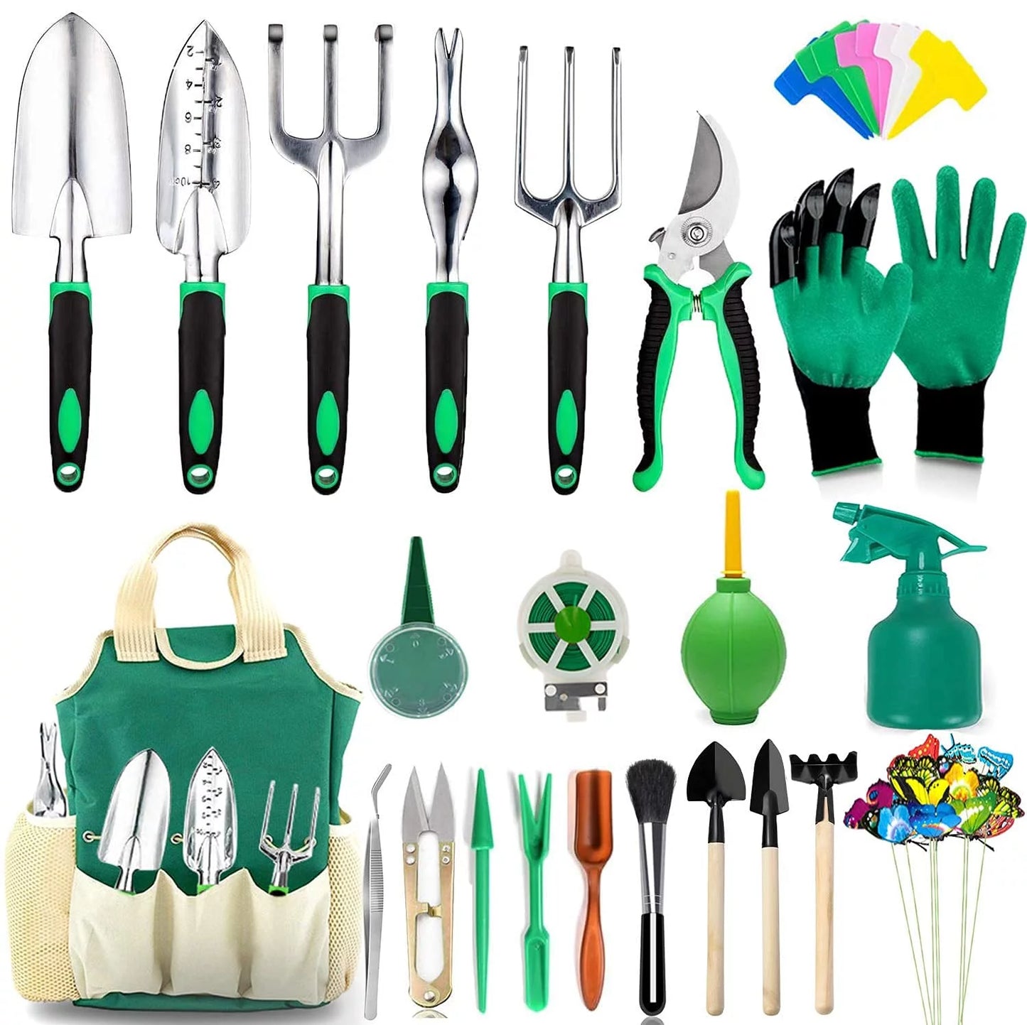 111Pcs Garden Tools Set Succulent Tools Set, Heavy Duty Aluminum Manual Garden Kit Outdoor Gardening Gifts Tools for Men Women