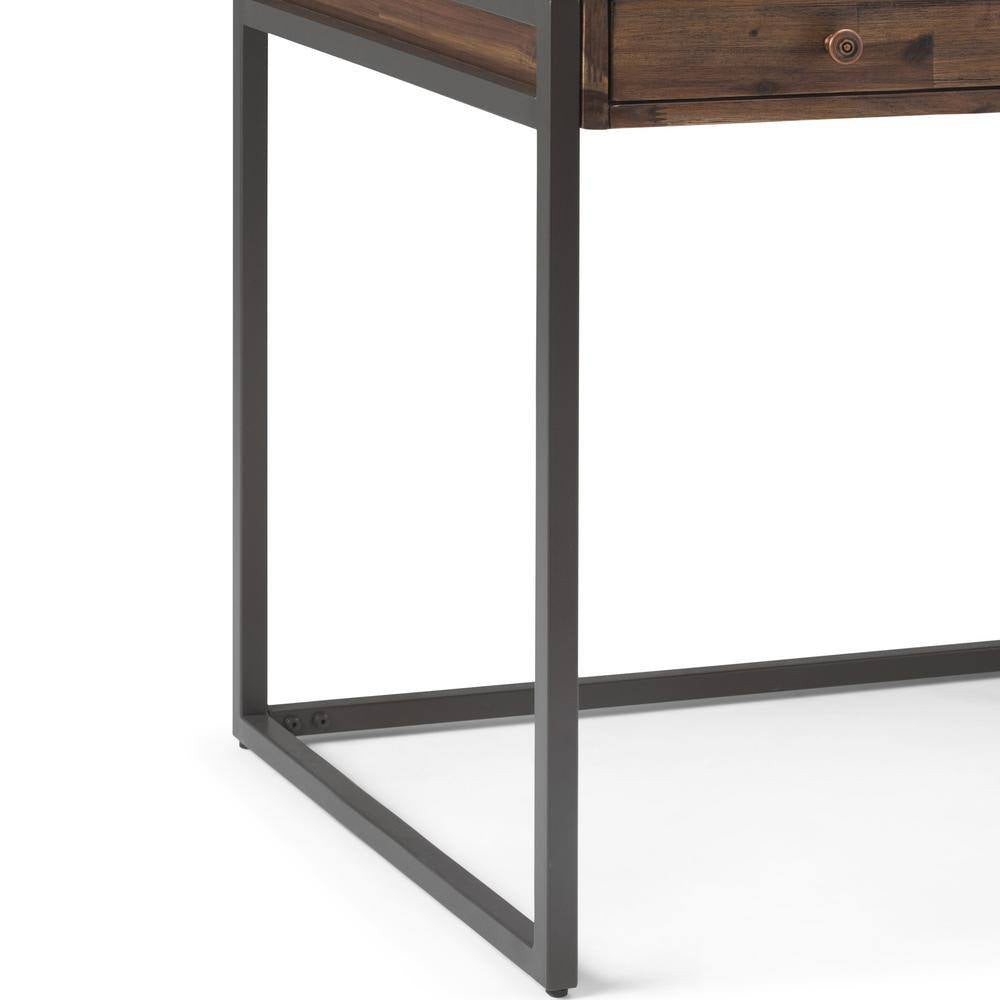 Ralston Solid Acacia Wood Modern Industrial 60 In. Wide Writing Office Desk in Rustic Natural Aged Brown