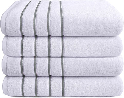 4 Packed White Bath Towel Set, 100% Turkish Cotton Bath Towels, 27X54 Inturkish Bath Towel Set for Bathroom, Light Gray