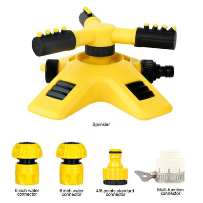 Garden Lawn Sprinkler 360 Degree Automatic Rotating Sprinkler Nozzle Nursery Irrigation Rotating Trigeminal Sprinkler Tandem